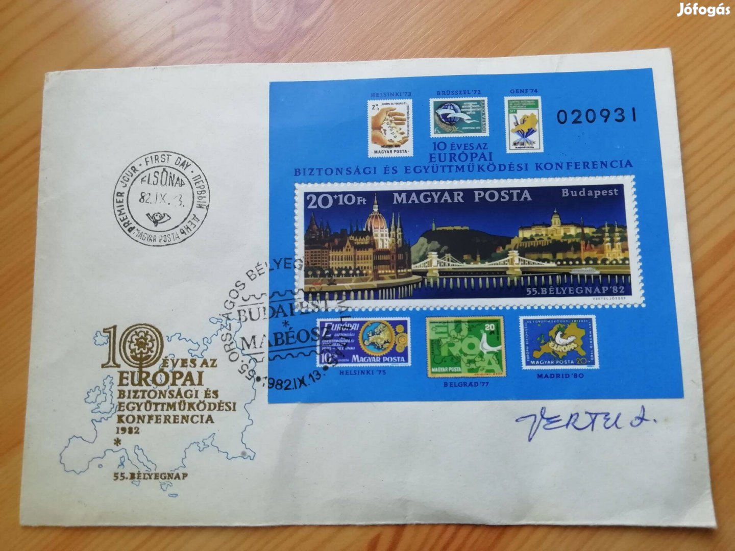 Grafikusművész, bélyegtervező Vertel József által dedikált