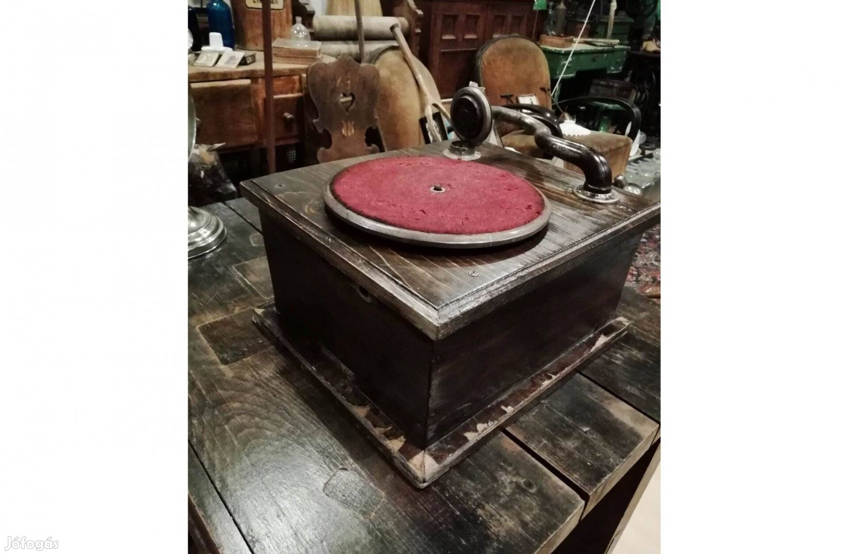 Gramofon, hiányos darab, Pathephone nr.2-es, mechanikus szerkezet ép