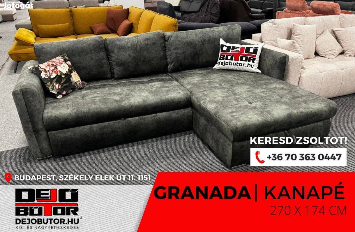 Granada XL kanapé ülőgarnitúra sarok 270x174 cm zöld ágyazható
