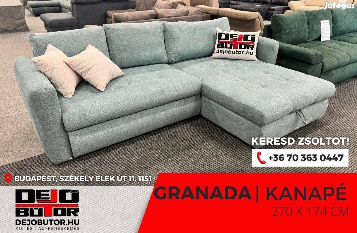 Granada menta sarok rugós kanapé ülőgarnitúra 270x174 cm ágyazható