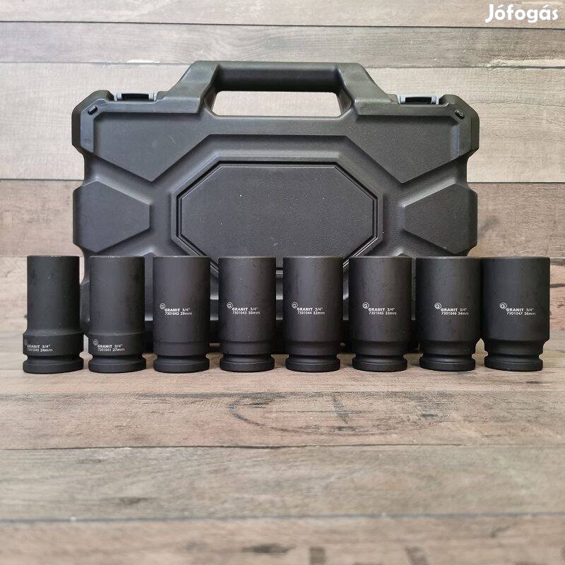 Granit Black Edition 3/4" 8 darabos hatlapú dugókulcs készlet