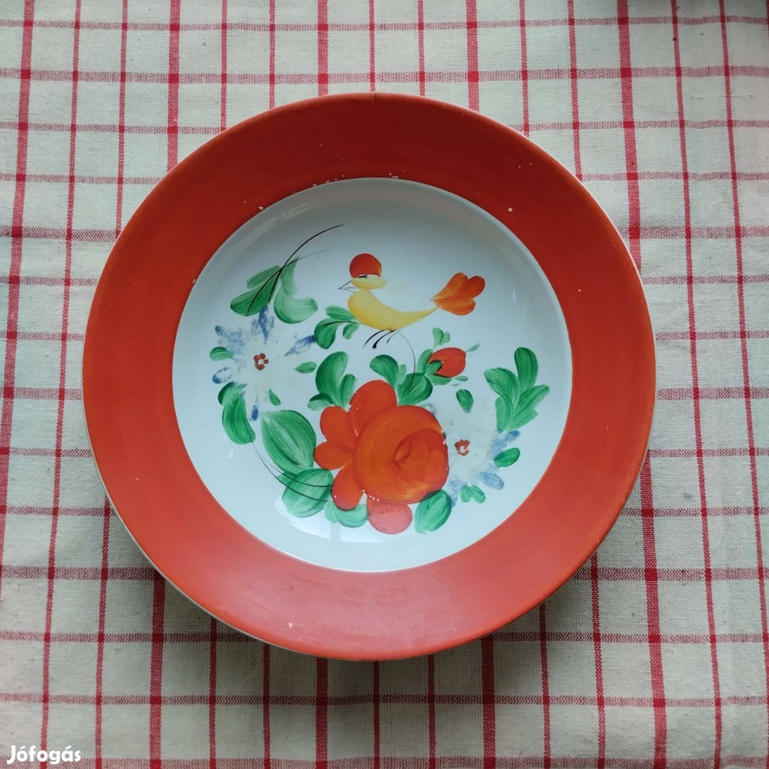 Gránit, "Kismadár" mintás, festett porcelán fali tányér Nyíregyháza
