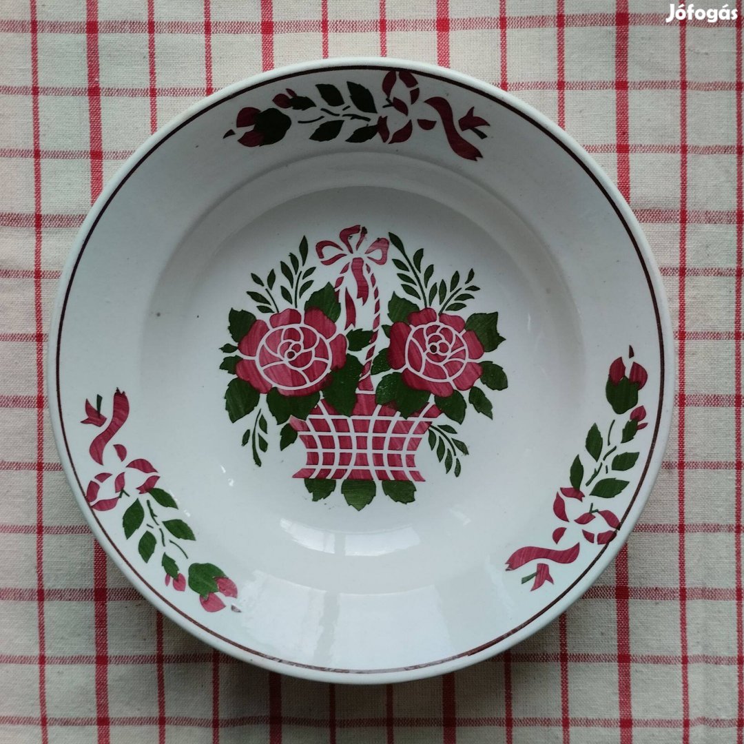 Gránit, "Virágkosár" mintás porcelán falitányér, tányér Budapest