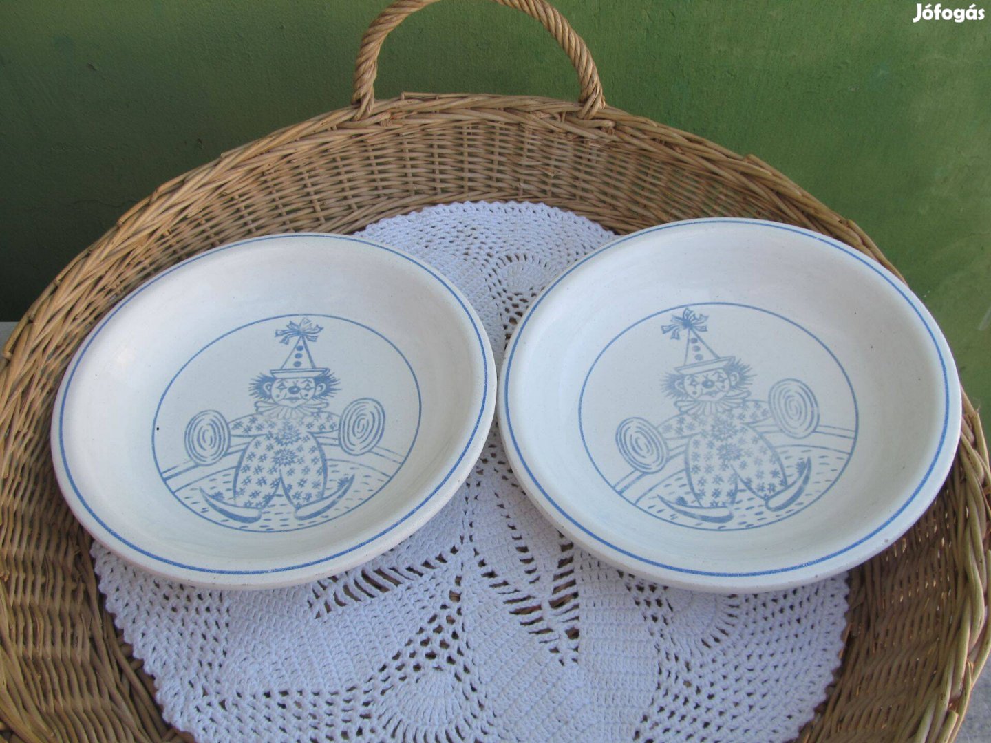 Gránit mesemintás porcelán gyerek tányér pár -2 bohóc
