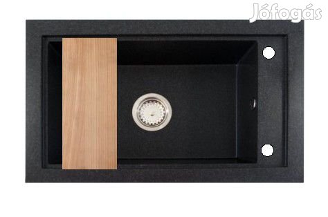 Gránit mosogató Nero Panama + szifon + vágódeszka (szemcsés fekete)