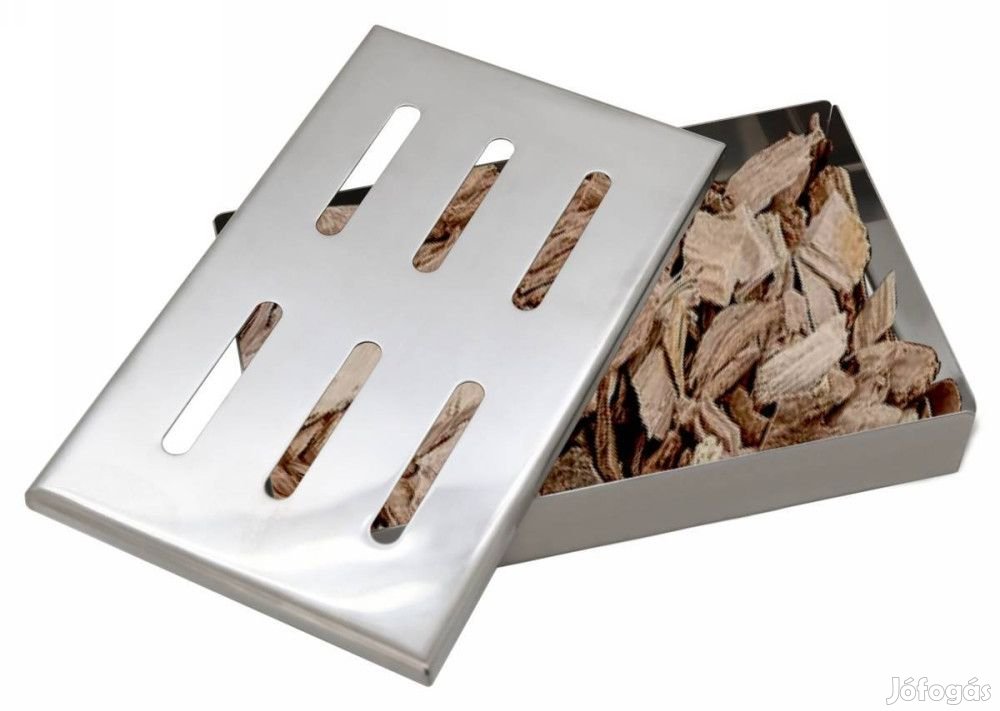 GrillMeister Smoker Box BBQ 21 x 13 x 3.5 cm nemesacél inox füstölődo