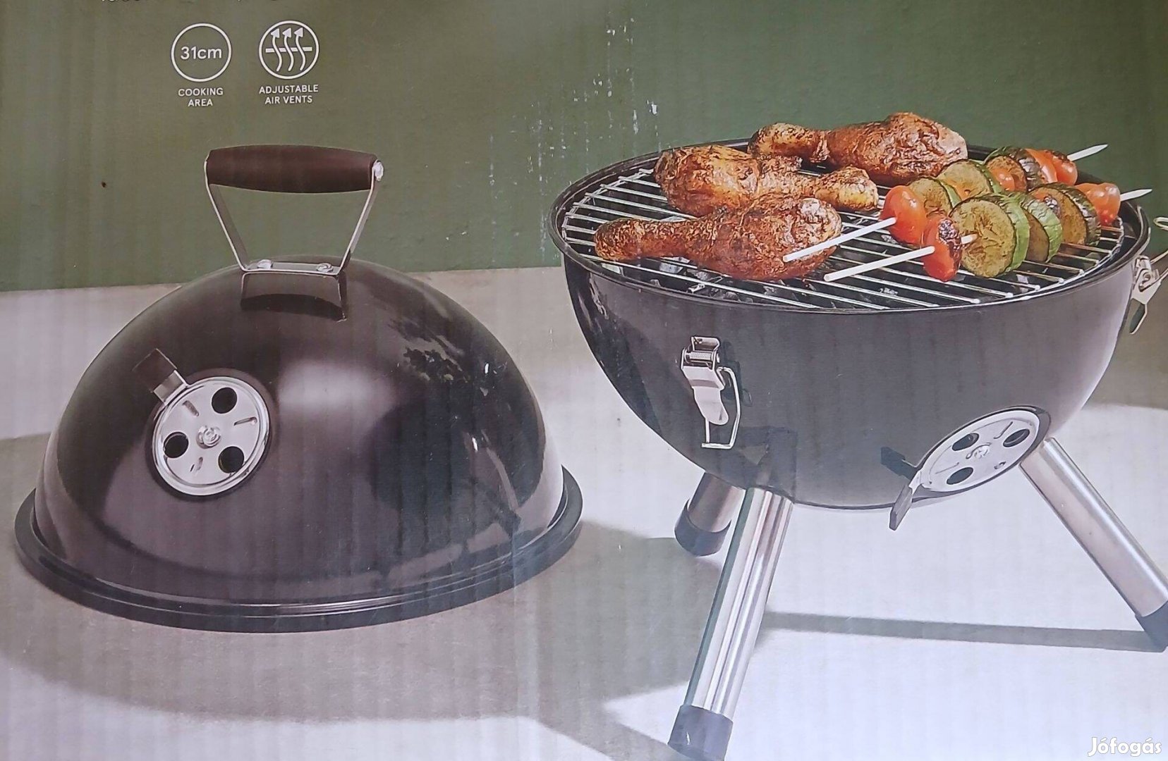 Grill asztali hordozható 35cm gönb új termék Bp n hétvégén is vagy fox