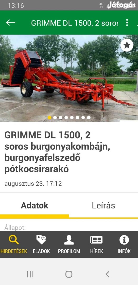 Grimme DL-1500 burgonyakombájn