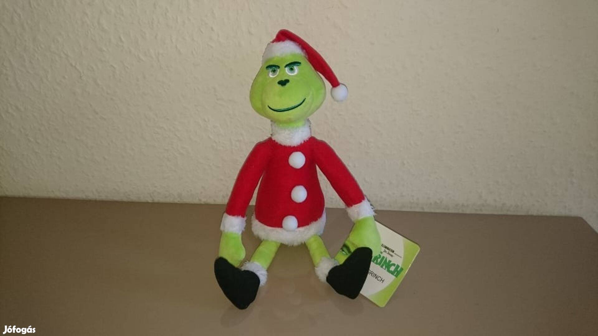 Grinch mikulás plüss 32 cm Új számlával Készletről télapó