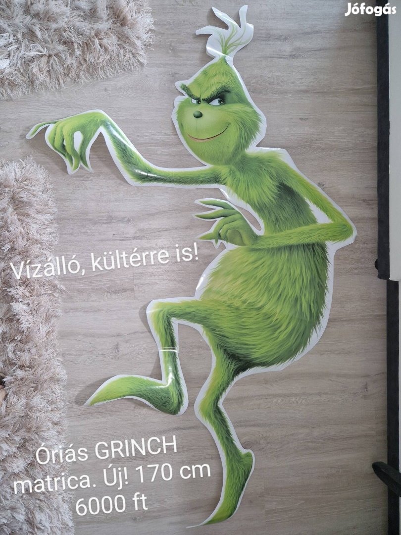 Grinch óriás matrica, 170 cm, új, vízálló 