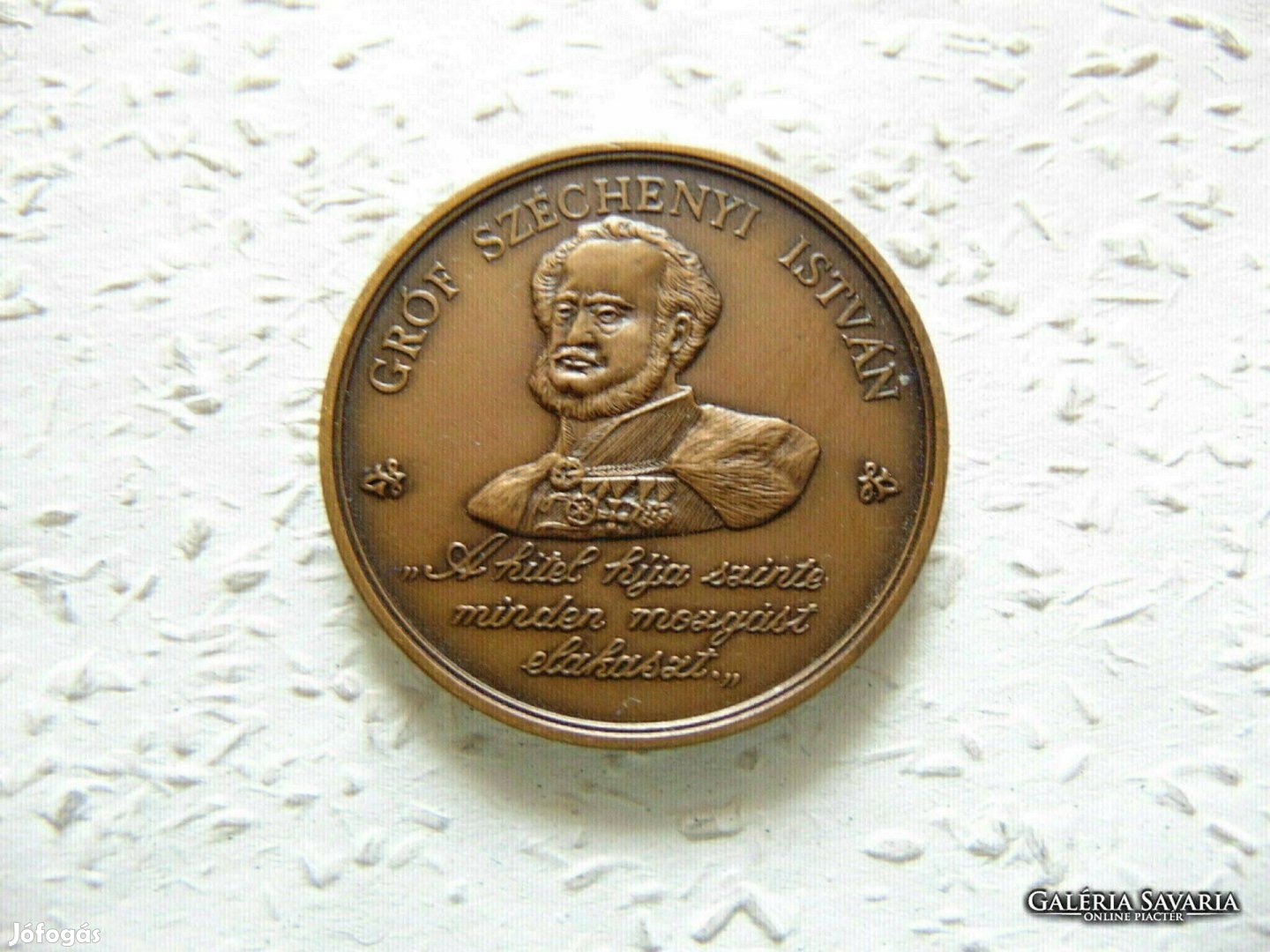 Gróf Széchenyi István bronz emlékérem 1989 Súly 29.80 gramm Szép