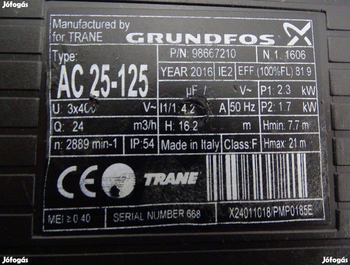 Grundfos AC 25-125 vízfogató szivattyú kerti szivattyú 24 m3