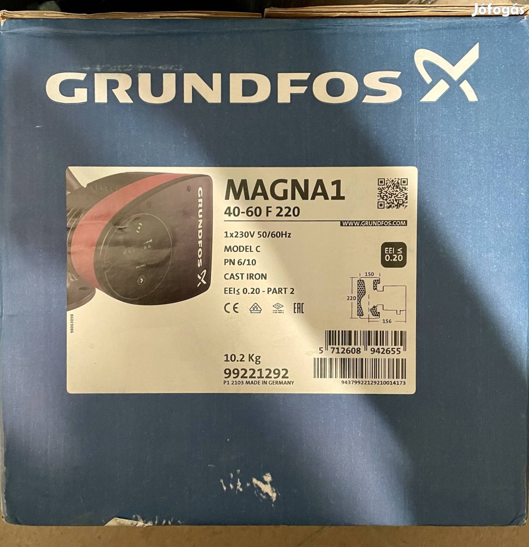 Grundfos  Magna1 40-60 F, fűtési keringető szivattyú