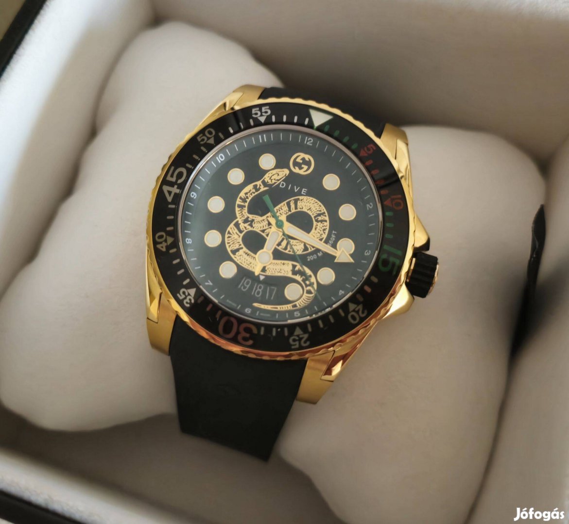 Gucci Dive YA136219 45MM Férfi karóra kényelmes kaucsuk szíjjal, bizto
