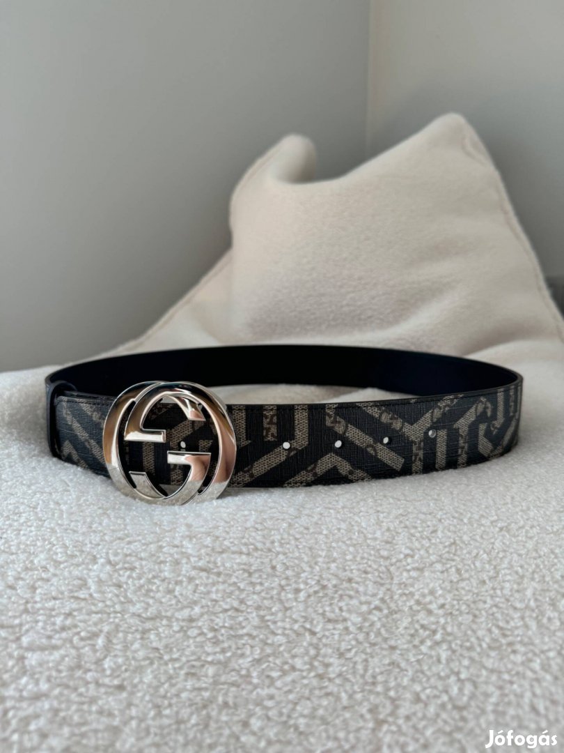 Gucci GG Supreme Interlocking G Öv - Fekete/Barna/Ezüst