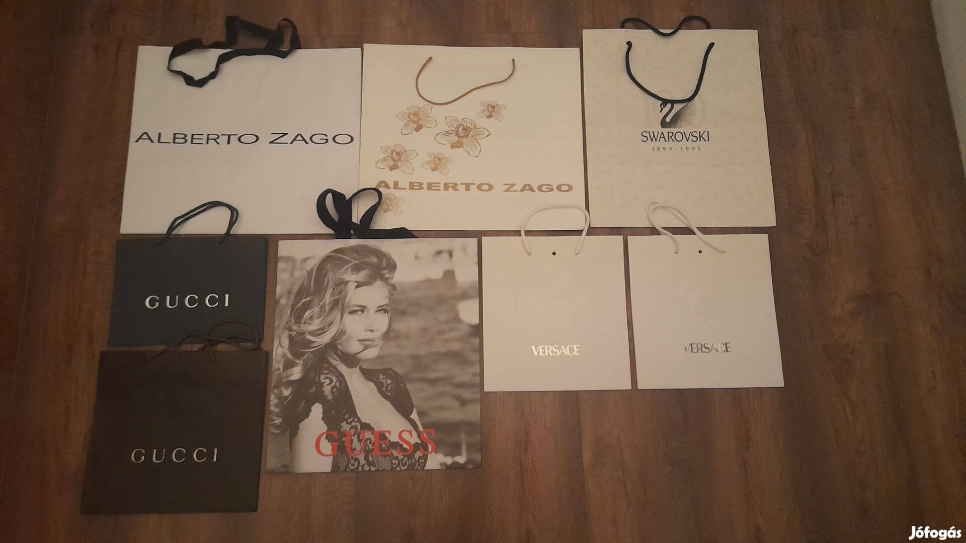 Gucci Versace Guess Alberto Zago Swarovski reklámtáskák reklámszatyrok