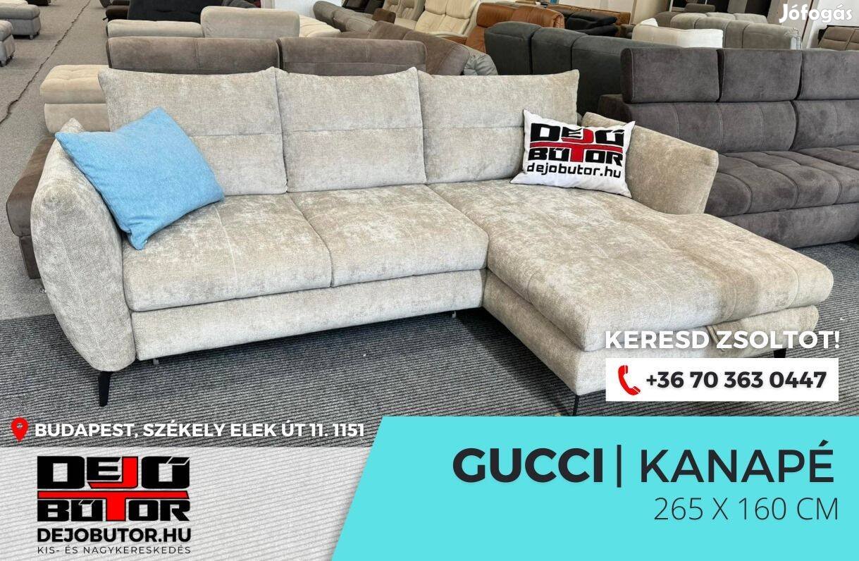 Gucci bézs rugós sarok kanapé ülőgarnitúra gray 265x160 cm ágyazható