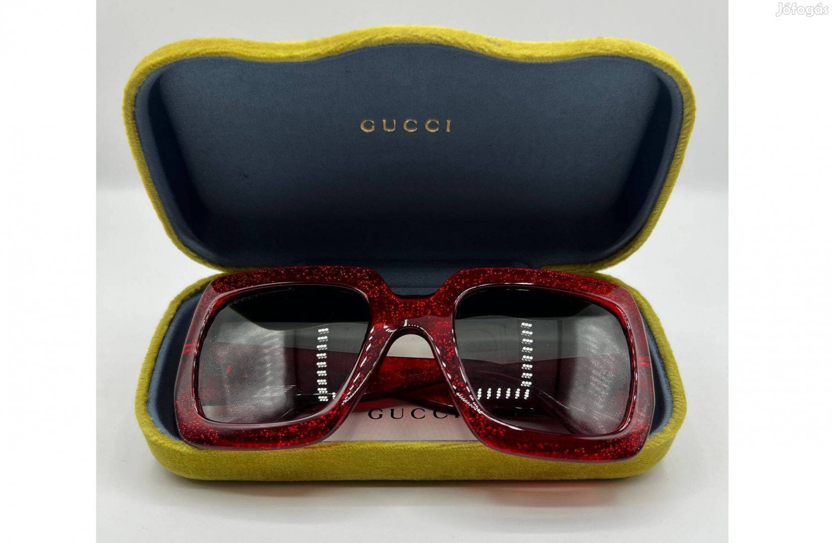 Gucci női napszemüveg GG0053S/003, csillámos piros kerettel