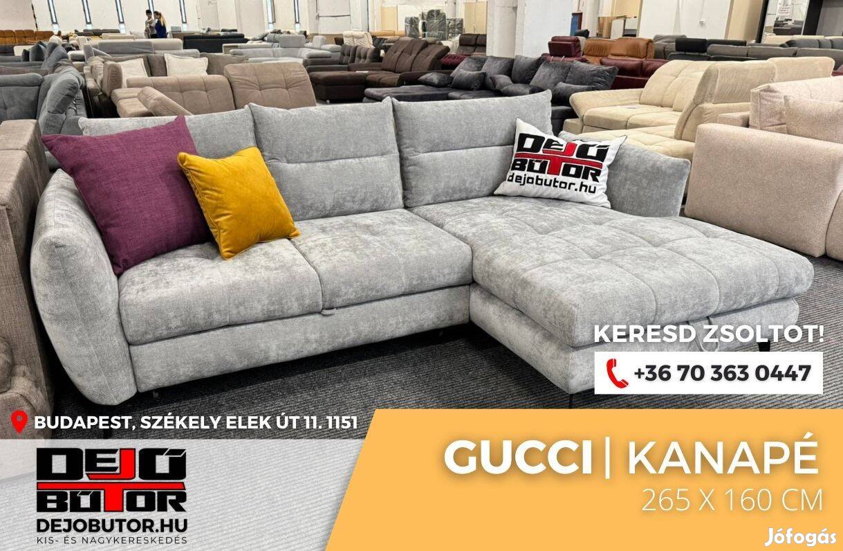 Gucci világos gray rugós sarok kanapé ülőgarnitúra gray 265x160 cm