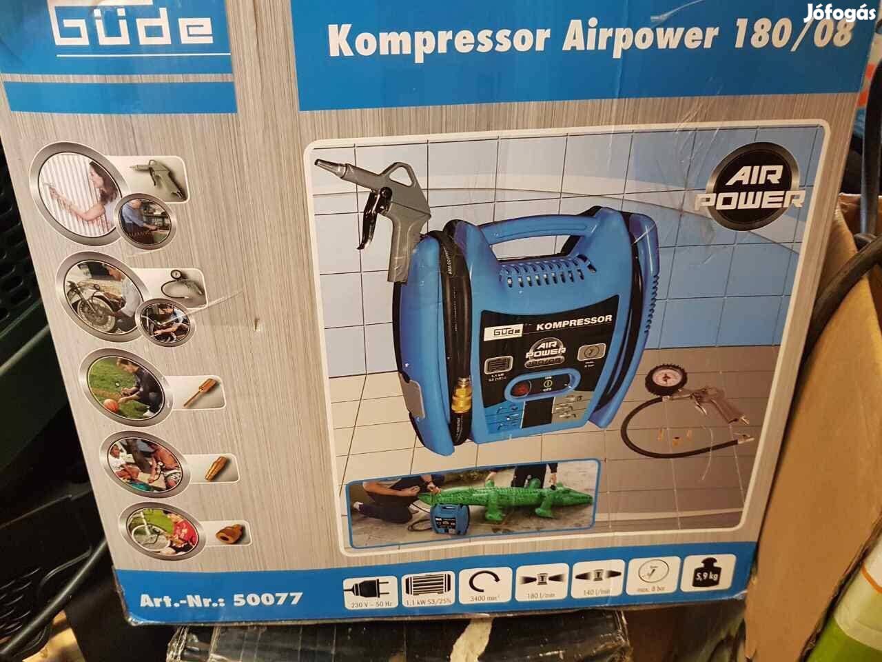 Güde Airpower 180/8 hordozható kompresszor szett 1,1 kW