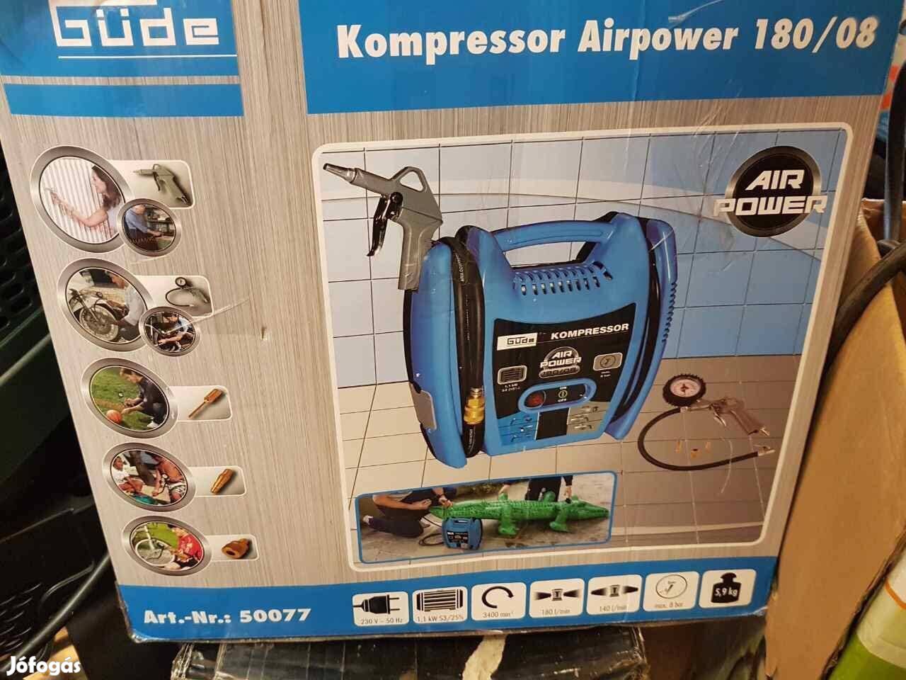 Güde Airpower 180/8 hordozható kompresszor szett 6 részes  