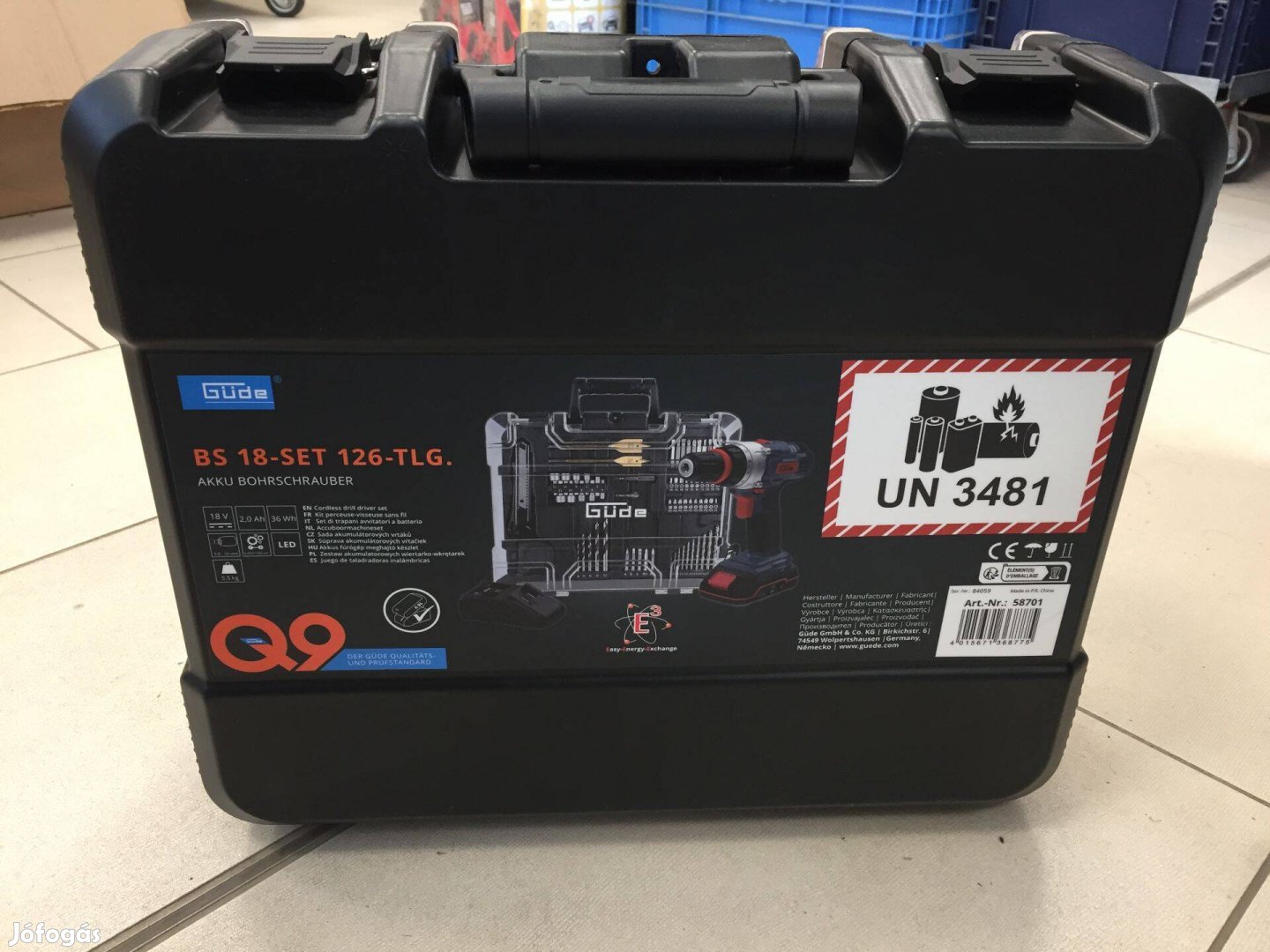 Güde BS 18 Akkus fúrócsavarozó tokmányos 18V 126db-os
