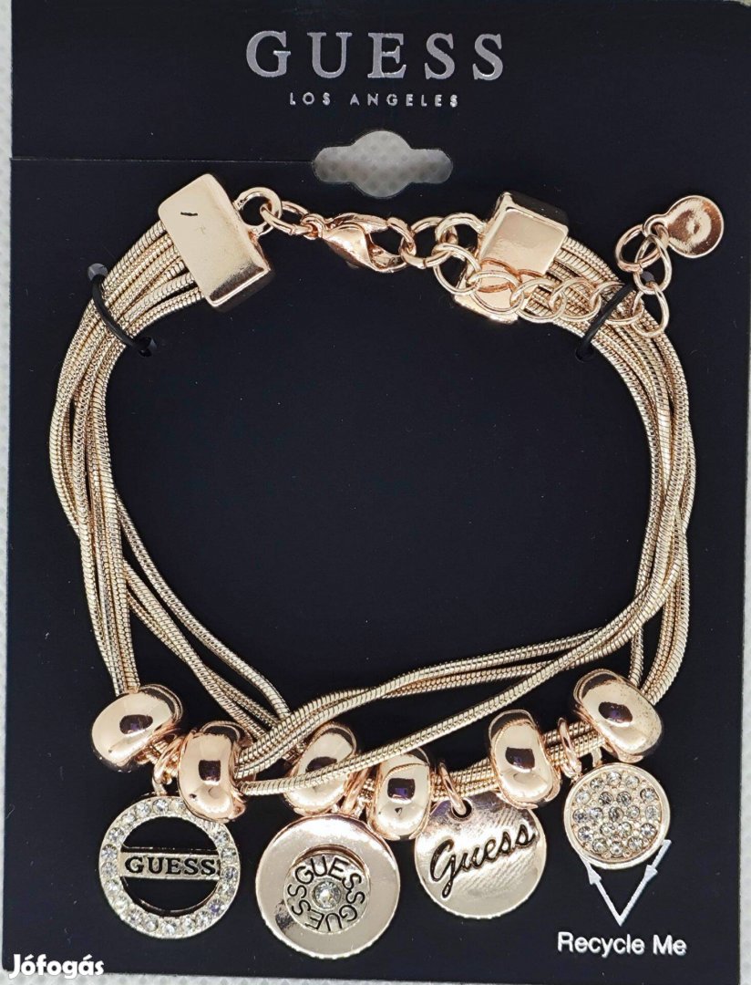 Guess eredeti kétsoros karkötő charm-okkal, rosegold