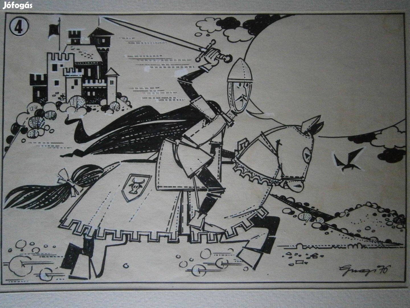 Gugi Sándor 4 rajz, megjelent a Világ Ifjúsága c. újságban 29x21 cm