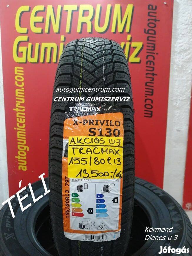 Gumibolt és szerviz. -155/80r13 téli gumi újak -Tracmax X-Privilo S130