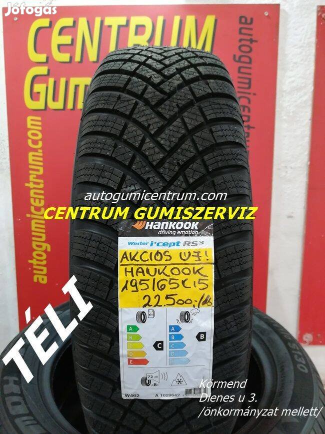 Gumibolt és szerviz. -195/65R15 új Hankook téli gumi winter i.cep