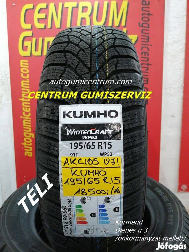 Gumibolt és szerviz. -195/65r15 Kumho új téli gumi -wintercraft