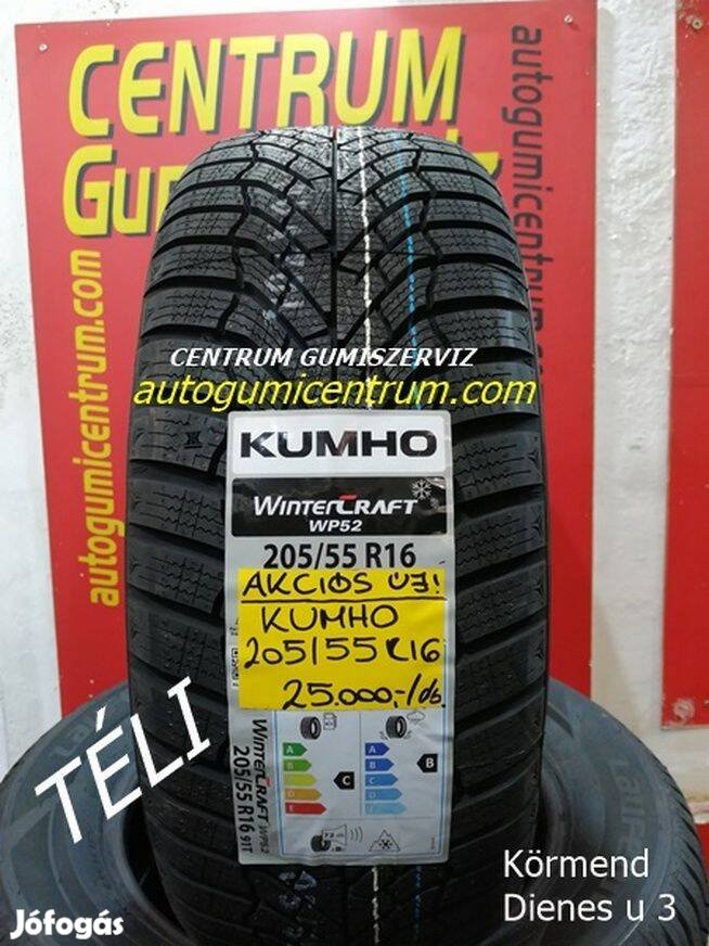 Gumibolt és szerviz. -205/55r16 új Kumho téli gumi -wintercraft