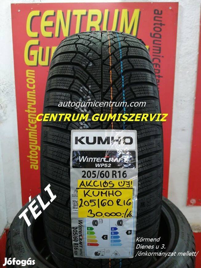 Gumibolt és szerviz. -205/60r16 Kumho új téli gumi -wintercraft