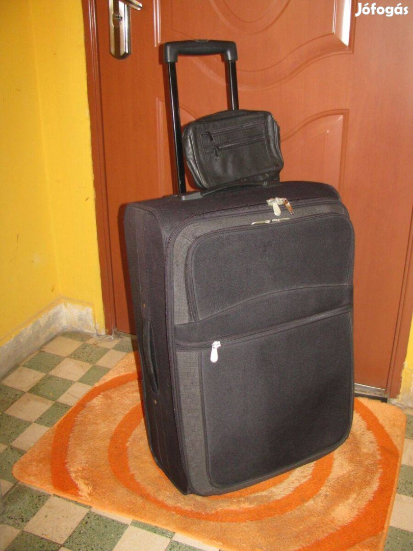 Gurulós bőrönd 65x45x30 kemény vászon Obermaterial aj.autós táskával
