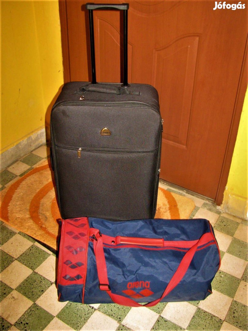 Gurulós bőrönd, Guoli, 63x38x21-24, fekete, és sporttáska ár alatt