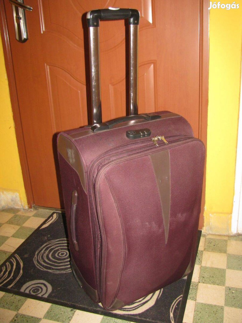 Gurulós bőrönd, Omega AL 60x40x24-28, sötétbarna, 2 görgő,