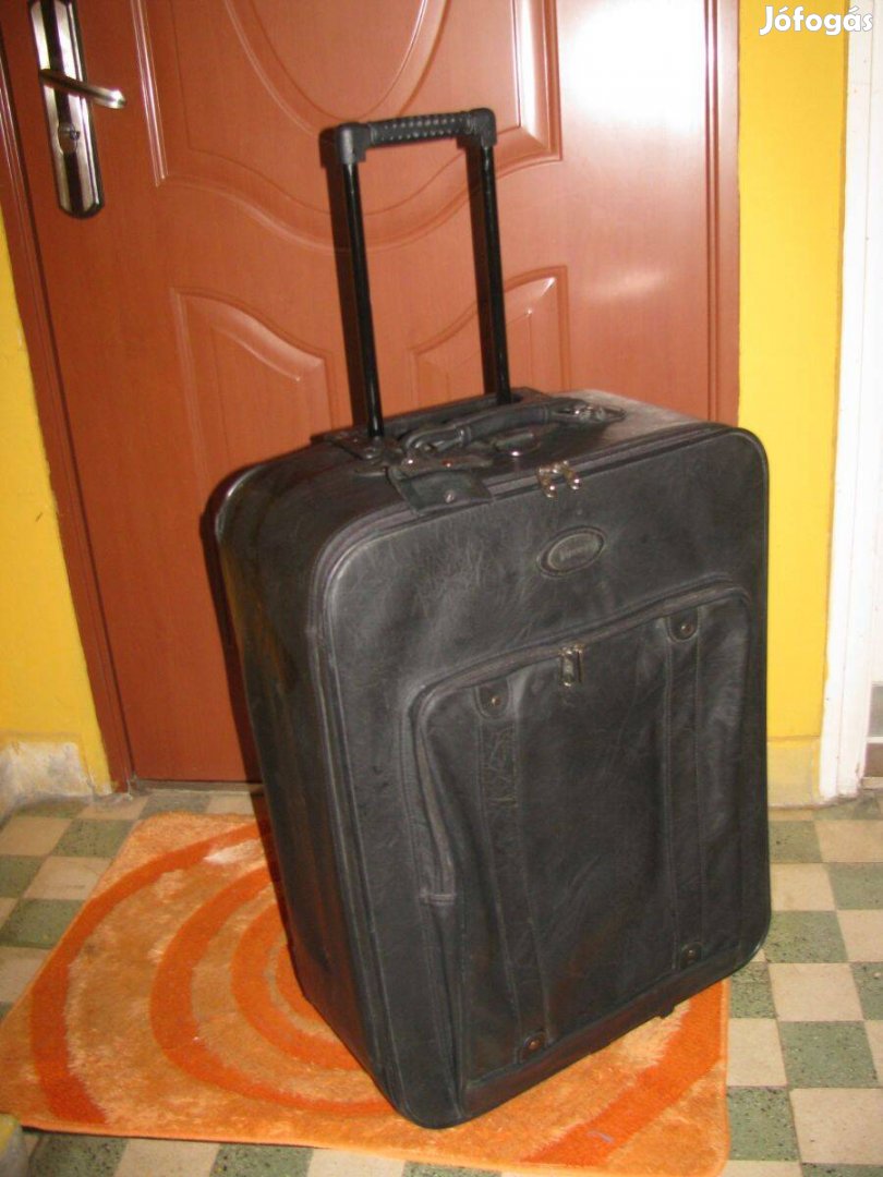 Gurulós bőrönd könnyű bőr, Vinlonge, 70x48x24 fekete, szép ritka