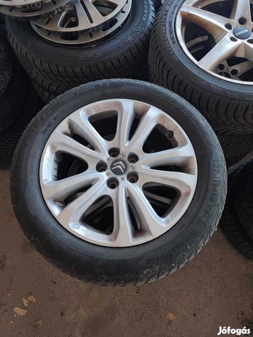 Gyári Citroen 5x108, 17coll, Uniroyal 225/55r17 téli gumival 