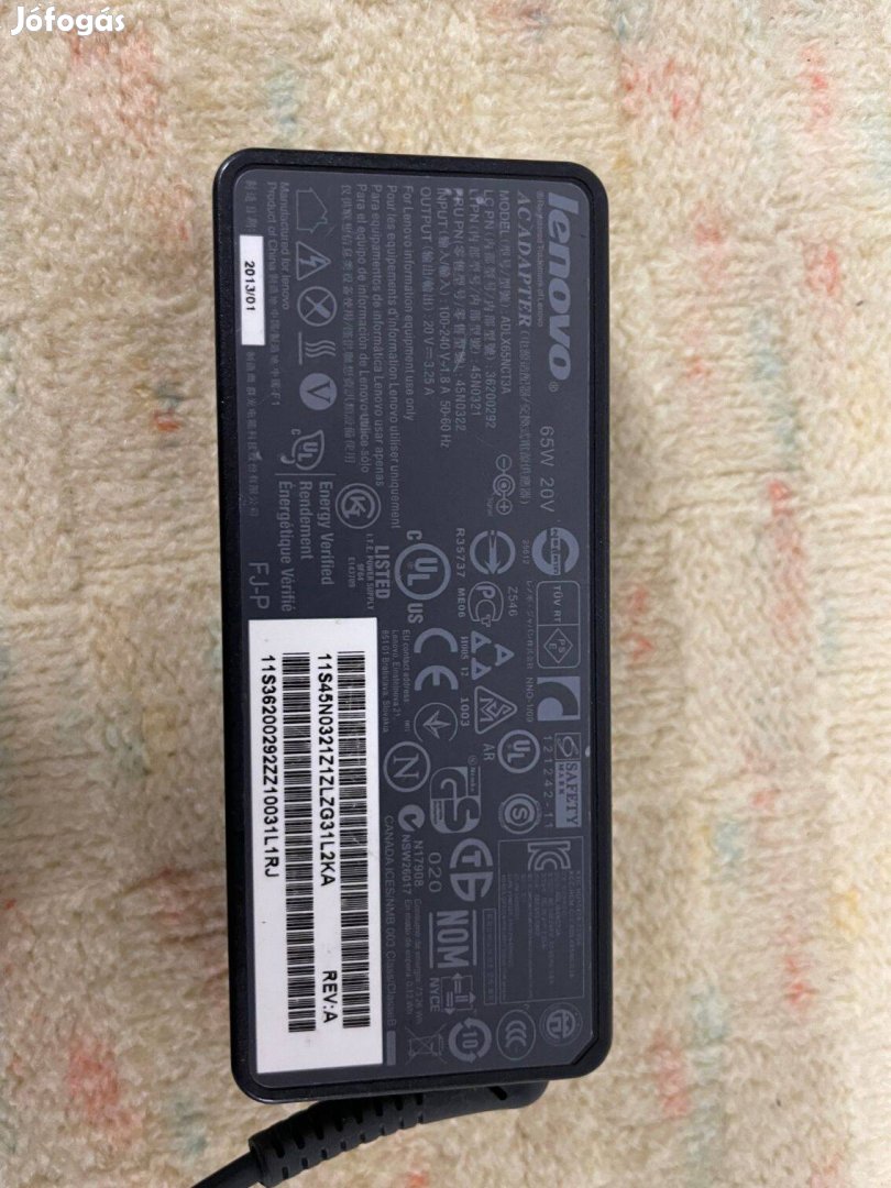 Gyári Lenovo 65W 20V 3,25A laptop notebook töltő adapter