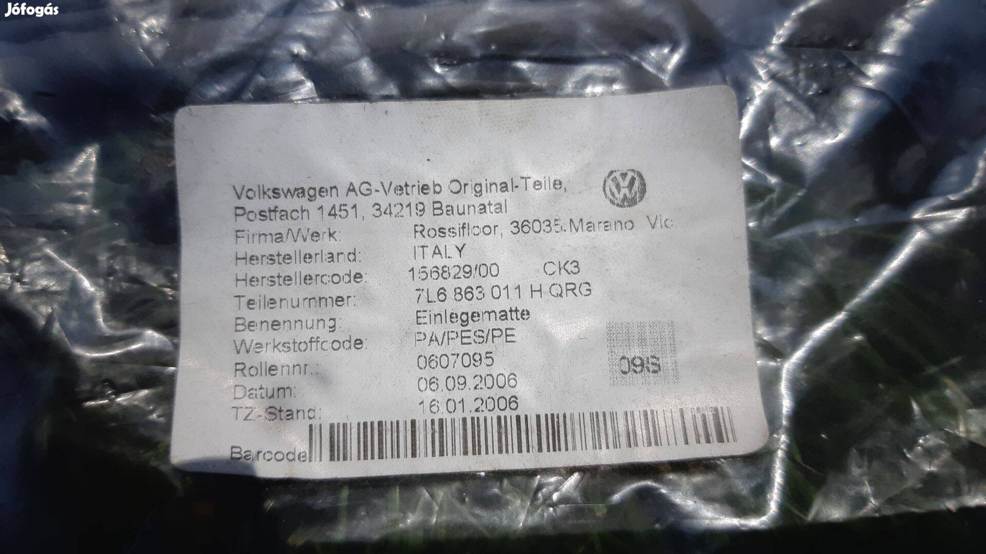 Gyári VW Volkswagen Touareg szövetszőnyeg szőnyeg