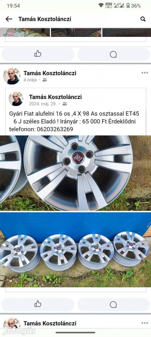 Gyári, Fiat alufelni eladó