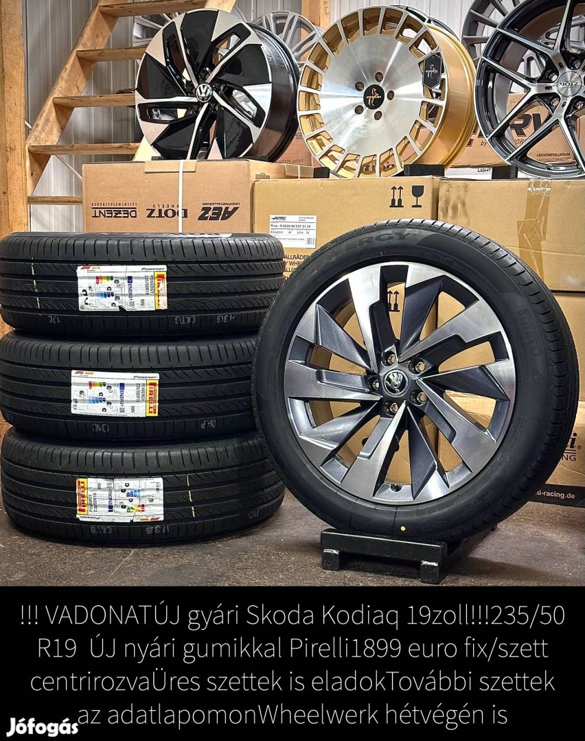 Gyári új skoda 19 zoll alufelnik Új nyári gumikkal Pirelli