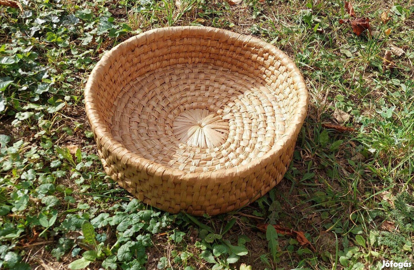 Gyékény szakajtó tál, kosár, 35 cm átmérőjű