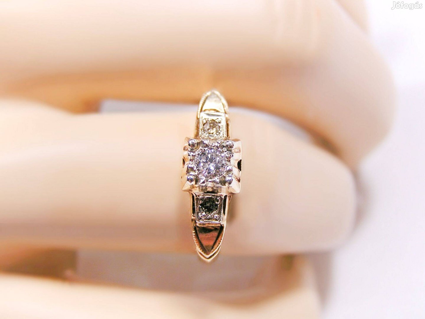 Gyémánt Gyűrű - 14K Sárga Arany - 0,12 CT Brill
