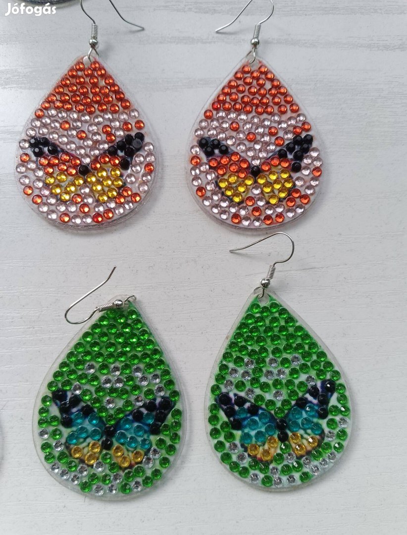 Gyémánt kirakós fülbevalók kétoldalas