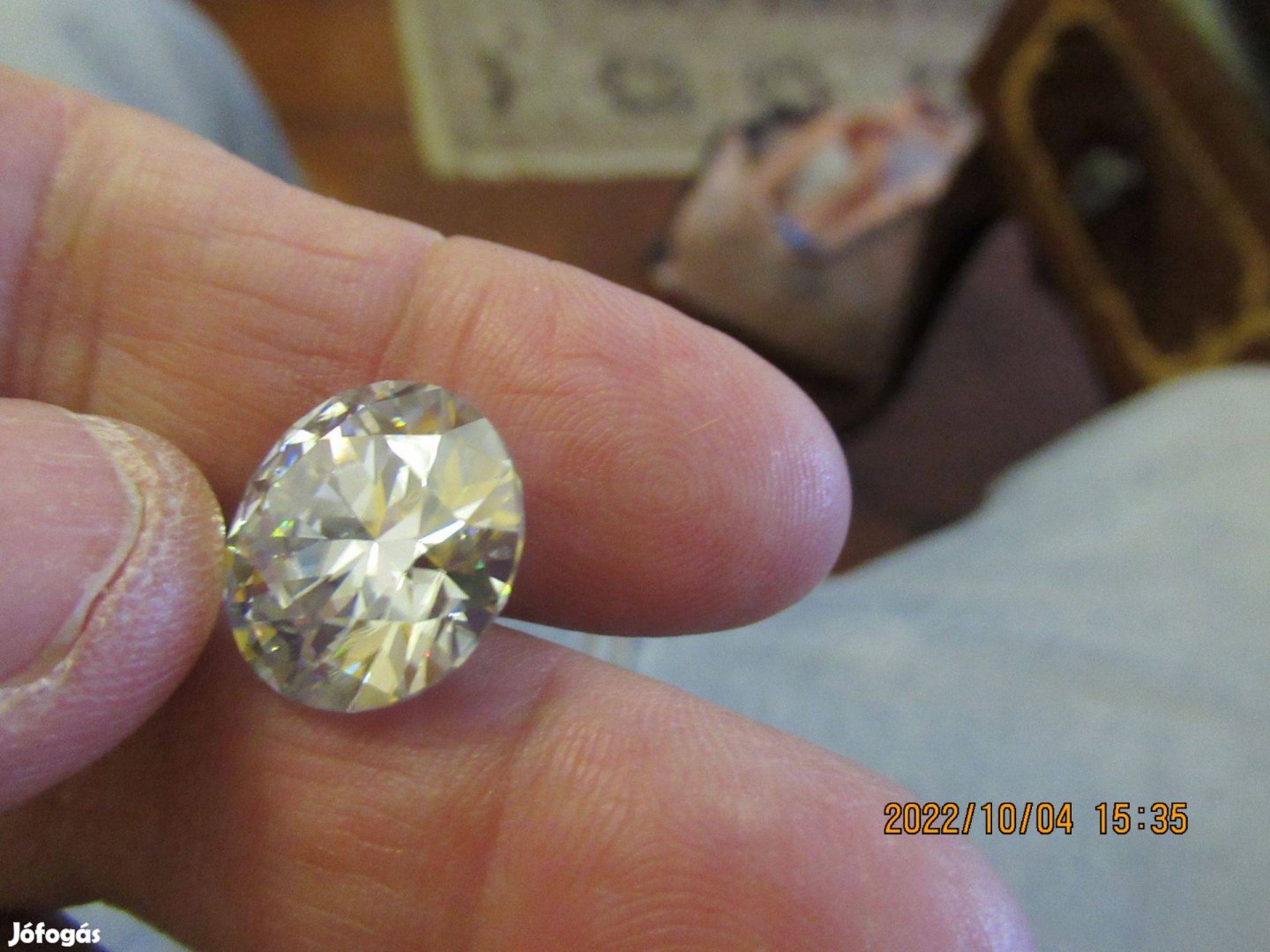 Gyémánt kő 9,6 Ct VVS1 G-H,Labor.Moissanite