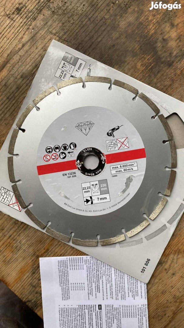 Gyémánt vágókorong 230mm/22,23/7mm