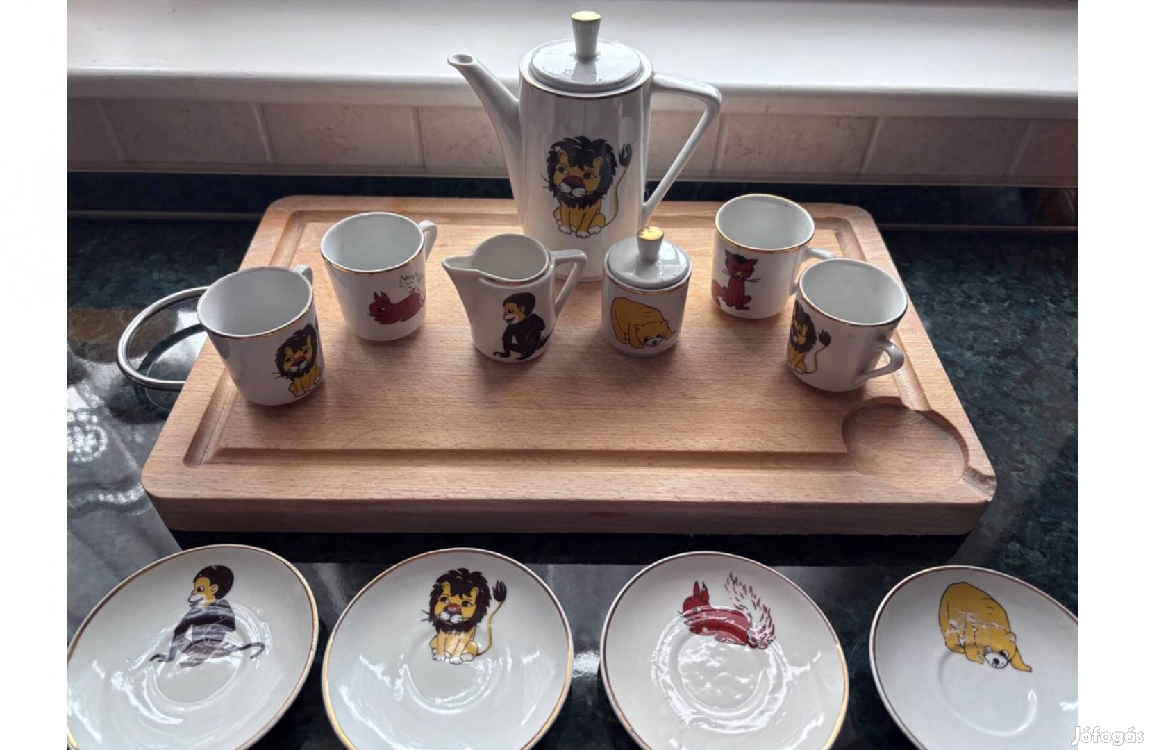 Gyerek porcelán kávés készlet, retró játék