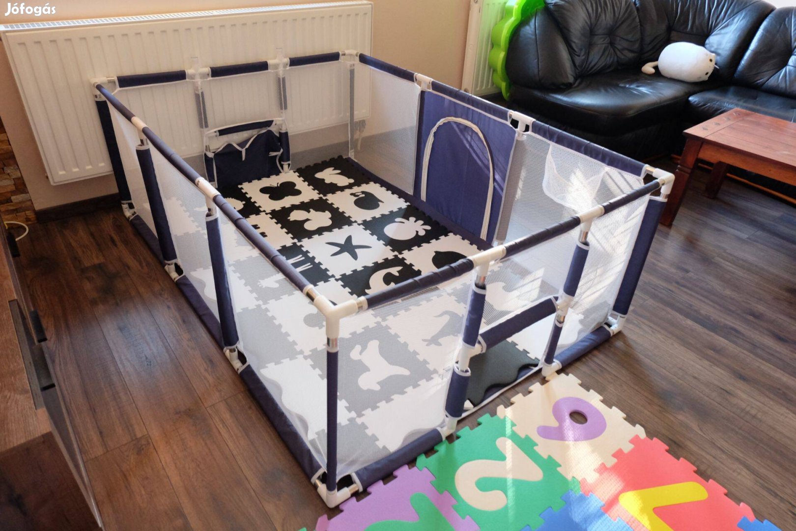 Gyermek és baba járóka focikapuval és kosárpalánkkal kék