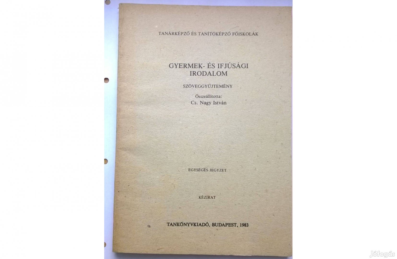 Gyermek és ifjúsági irodalom- Szöveggyűjtemény ,Tanítóképző